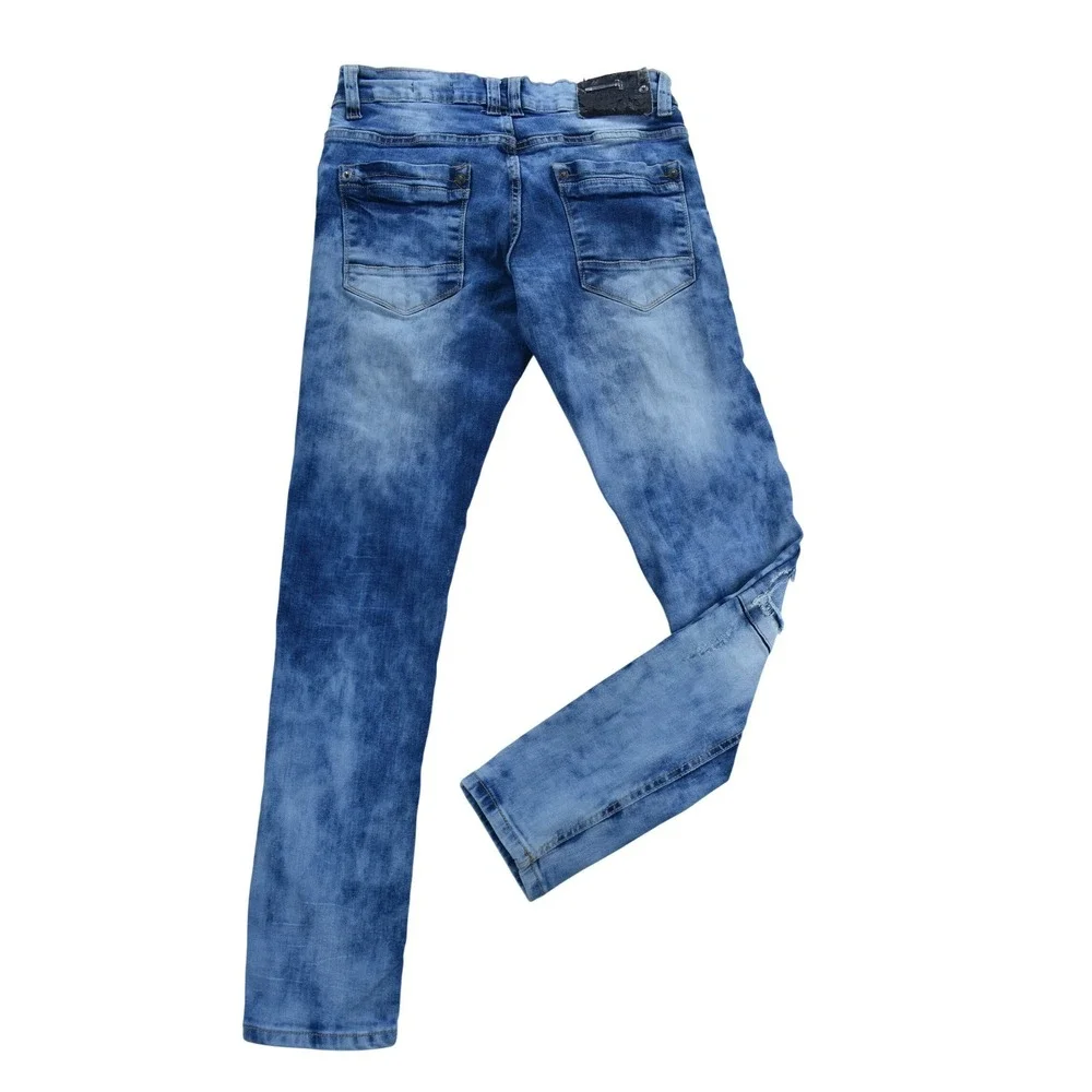 Copper Rivet Slim Fit Distressed Graphic Jeans Blue Mens 28 Icon King New Wave